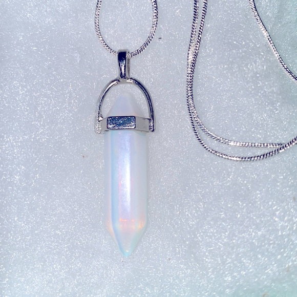 Natural Opal Tear Drop Sterling Silver 24” Necklace - Picture 7 of 7